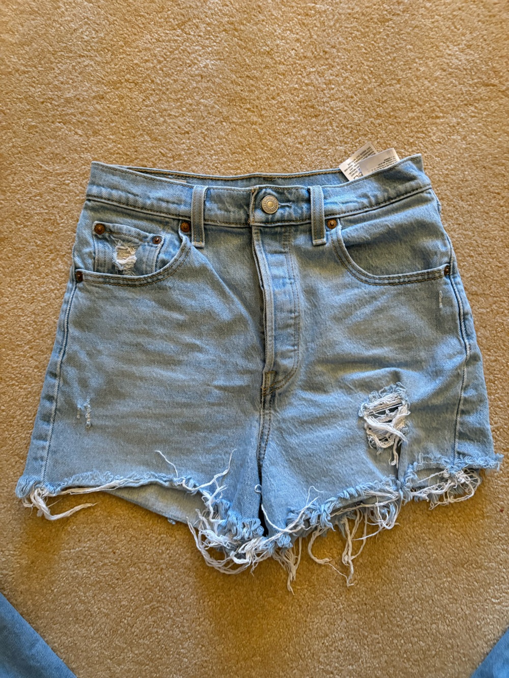 Levi’s Light Wash Ribcage Denim Shorts